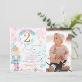 金ゴールド2つの土地のスイーツくるみ割り写真誕生日 招待状 (スタンド正面)