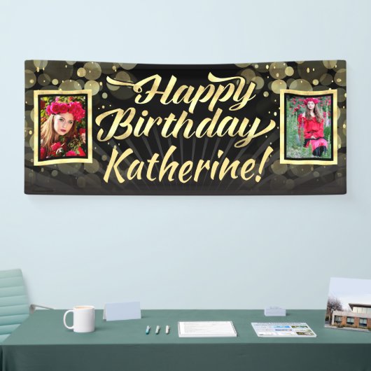 金ゴールド2の写真のハッピーバースデーのパーティー 横断幕 (トレードショー)