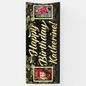 金ゴールド2の写真のハッピーバースデーのパーティー 横断幕 (縦)