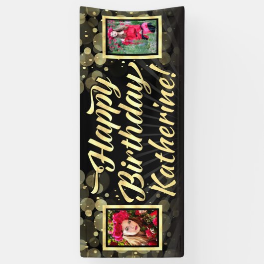 金ゴールド2の写真のハッピーバースデーのパーティー 横断幕 (縦)