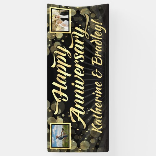 金ゴールド2の写真の幸せな記念パーティー 横断幕 (縦)