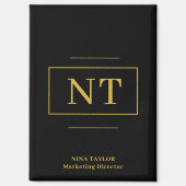 金ゴールド2イニシャルブラックモノグラモダンム マグネット (正面)