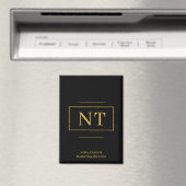 金ゴールド2イニシャルブラックモノグラモダンム マグネット (インサイチュ (食洗機))