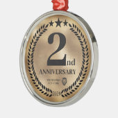 金ゴールド2周年記念ビジネスロゴクリスマス メタルオーナメント (左)
