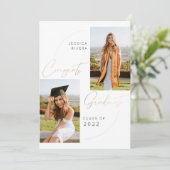 金ゴールド2枚の写真おめでとう2024年卒業クラス 案内状 (スタンド正面)