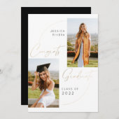 金ゴールド2枚の写真おめでとう2024年卒業クラス 案内状 (正面/裏面)