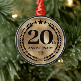 金ゴールド20周年記念ビジネスロゴクリスマス メタルオーナメント