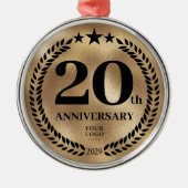 金ゴールド20周年記念ビジネスロゴクリスマス メタルオーナメント (正面)