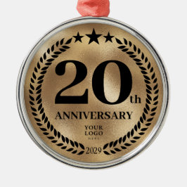 金ゴールド20周年記念ビジネスロゴクリスマス メタルオーナメント