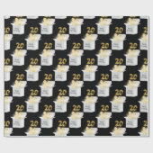 金ゴールド20誕生日バルーン（白いボックス） ラッピングペーパー (フラット)