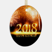 金ゴールド2018ハッピーニューイヤー花火オーナメント セラミックオーナメント (右)