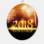 金ゴールド2018ハッピーニューイヤー花火オーナメント セラミックオーナメント (左)