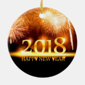 金ゴールド2018ハッピーニューイヤー花火オーナメント セラミックオーナメント (裏面)