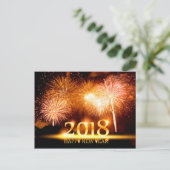 金ゴールド2018 Happy New Year Fireworksはがき シーズンポストカード (スタンド正面)