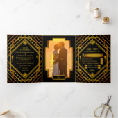 金ゴールド2020の結婚スイート 三つ折り招待状 (内部)