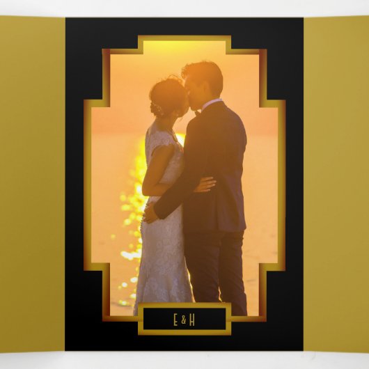 金ゴールド2020の結婚スイート 三つ折り招待状 (内部中)