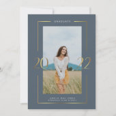 金ゴールド2022フレーム写真卒業のお知らせ 招待状 (正面)