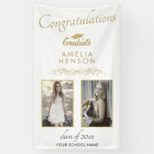 金ゴールド2022卒業2写真卒業パーティー 横断幕 (縦)