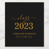 金ゴールド2023の黒いグラードパーティーのスクリプトクラス ワインラベル (シングルラベル)