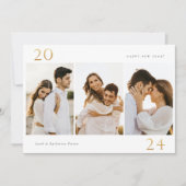 金ゴールド2023年正月3写真ホリデーカード シーズンカード (正面)