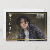 金ゴールド2024卒業写真の発表 招待状 (正面)