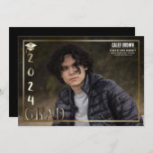 金ゴールド2024卒業写真の発表 招待状 (正面/裏面)