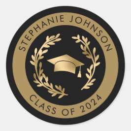 金ゴールド2024年卒業のGrad Capクラス ラウンドシール
