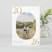 金ゴールド2024年新年フォトホリデーカード シーズンカード (スタンド正面)