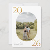 金ゴールド2024年新年フォトホリデーカード シーズンカード (正面)