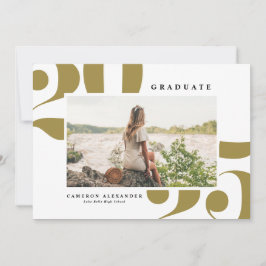 金ゴールド2025はっきりしたタイポグラフィ写真卒業 案内状