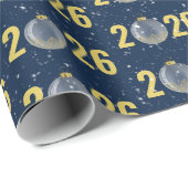 金ゴールド2025クリスマスオーナメント ラッピングペーパー (ロールコーナー)