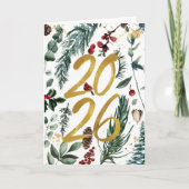 金ゴールド2025フェスティバルクリスマスパインバウ赤い写真 シーズンカード (正面)