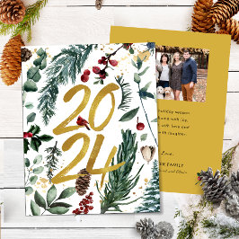 金ゴールド2025フェスティバルクリスマスパインバウ赤い写真 シーズンカード