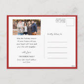 金ゴールド2025フェスティバルクリスマスパインバウ赤い写真 シーズンポストカード (裏面)