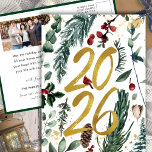 金ゴールド2025フェスティバルクリスマスパインバウ赤い写真 シーズンポストカード<br><div class="desc">フェスティバル金ゴールドスクリプト2025 Christmas Pine Bough Greenery Red Berryフローラフォトホリデー葉書。この美しいカードで愛する人に休日の暖かい願いと挨拶を送りなさい。すべての文字は、自分の詳細で簡単かつ迅速にパーソナライズするために事前に配置されている。皆さん、おめでとう新年！その他の美しいカードオプションについては、私たちの店を参照して下さい。 https://www.zazzle.com/collections/2023_new_year_cards-119173159128235768</div>