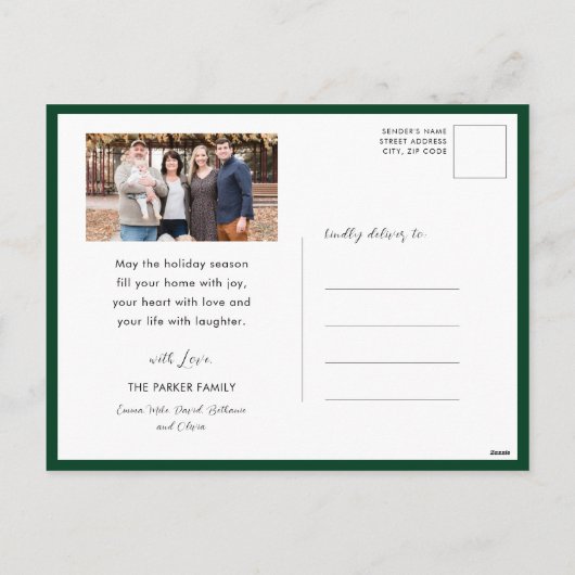 金ゴールド2025フェスティバルクリスマスパインバウ赤い写真 シーズンポストカード (裏面)