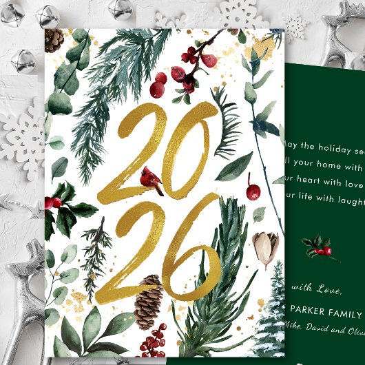 金ゴールド2025フェスティバルクリスマスパインバウ赤フローラ シーズンカード