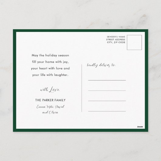 金ゴールド2025フェスティバルクリスマスパインバウ赤フローラ シーズンポストカード (裏面)