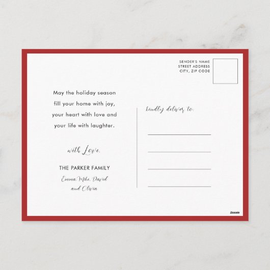 金ゴールド2025フェスティバルクリスマスパインバウ赤フローラ シーズンポストカード (裏面)