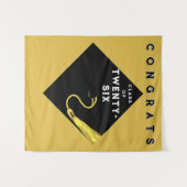 金ゴールド2025年卒業クラスパーティー タペストリー (正面(横))