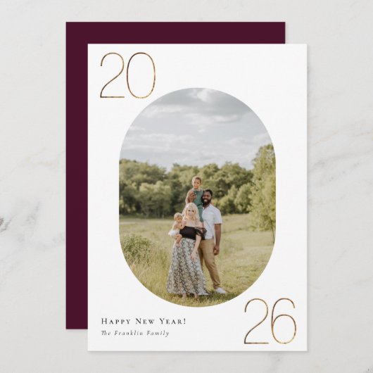 金ゴールド2026年正月写真 シーズンカード (正面/裏面)