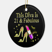 金ゴールド21及び素晴らしい誕生日デザイン セラミックオーナメント (左)