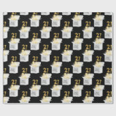 金ゴールド21歳の誕生日バルーンを白い箱に ラッピングペーパー (フラット)