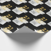 金ゴールド21歳の誕生日バルーンを白い箱に ラッピングペーパー (角)