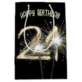 金ゴールド21歳の誕生日 ミディアムペーパーバッグ (正面)