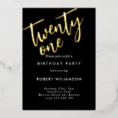 金ゴールド21歳の誕生日 箔招待状 (正面)