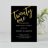 金ゴールド21歳の誕生日 箔招待状 (立ち正面)
