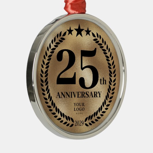 金ゴールド25周年記念ビジネスロゴクリスマス メタルオーナメント (右)
