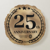 金ゴールド25周年記念ビジネスロゴ ラウンドクッション (正面)