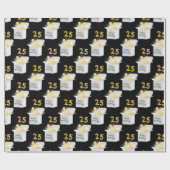 金ゴールド25誕生日のバルーン(白いボックス) ラッピングペーパー (フラット)